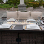 Ensemble de canapés d'extérieur en osier 5 pièces avec table et foyer en aluminium