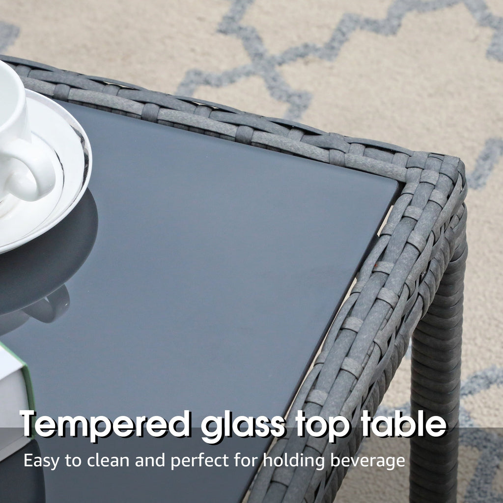 Ensemble de salon de jardin en osier 5 pièces avec fauteuils, poufs et table d'appoint