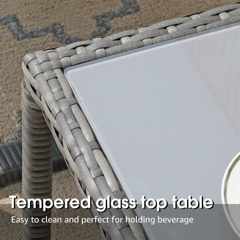 Ensemble de salon de jardin en osier 5 pièces avec fauteuils, poufs et table d'appoint