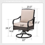 Ensemble de salle à manger de patio 5 pièces avec 4 chaises pivotantes en rotin et 1 table à cadre en métal - N/A