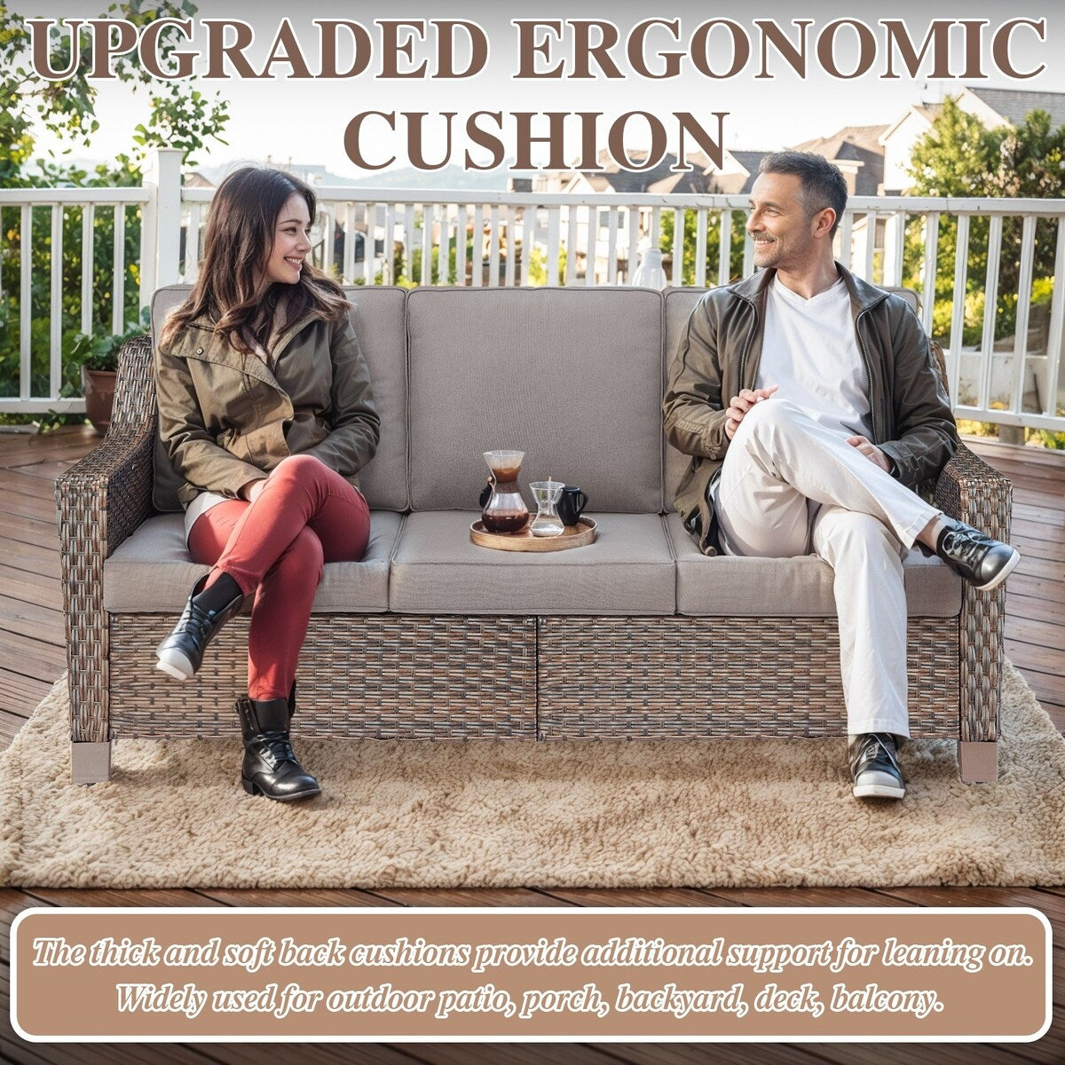 Fauteuil de patio coulissant 5 pièces avec canapé et poufs - Marron