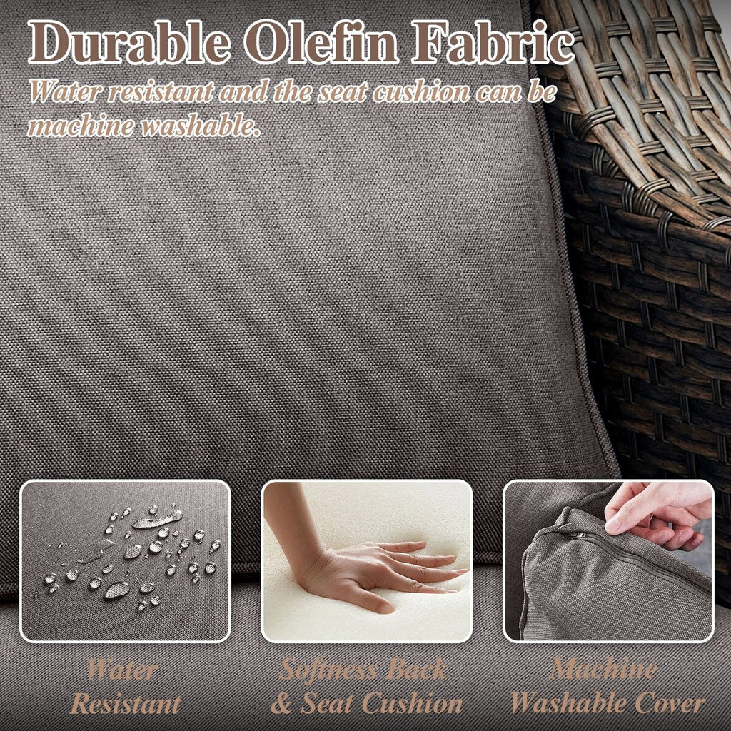 Fauteuil de patio coulissant 5 pièces avec canapé et poufs - Marron