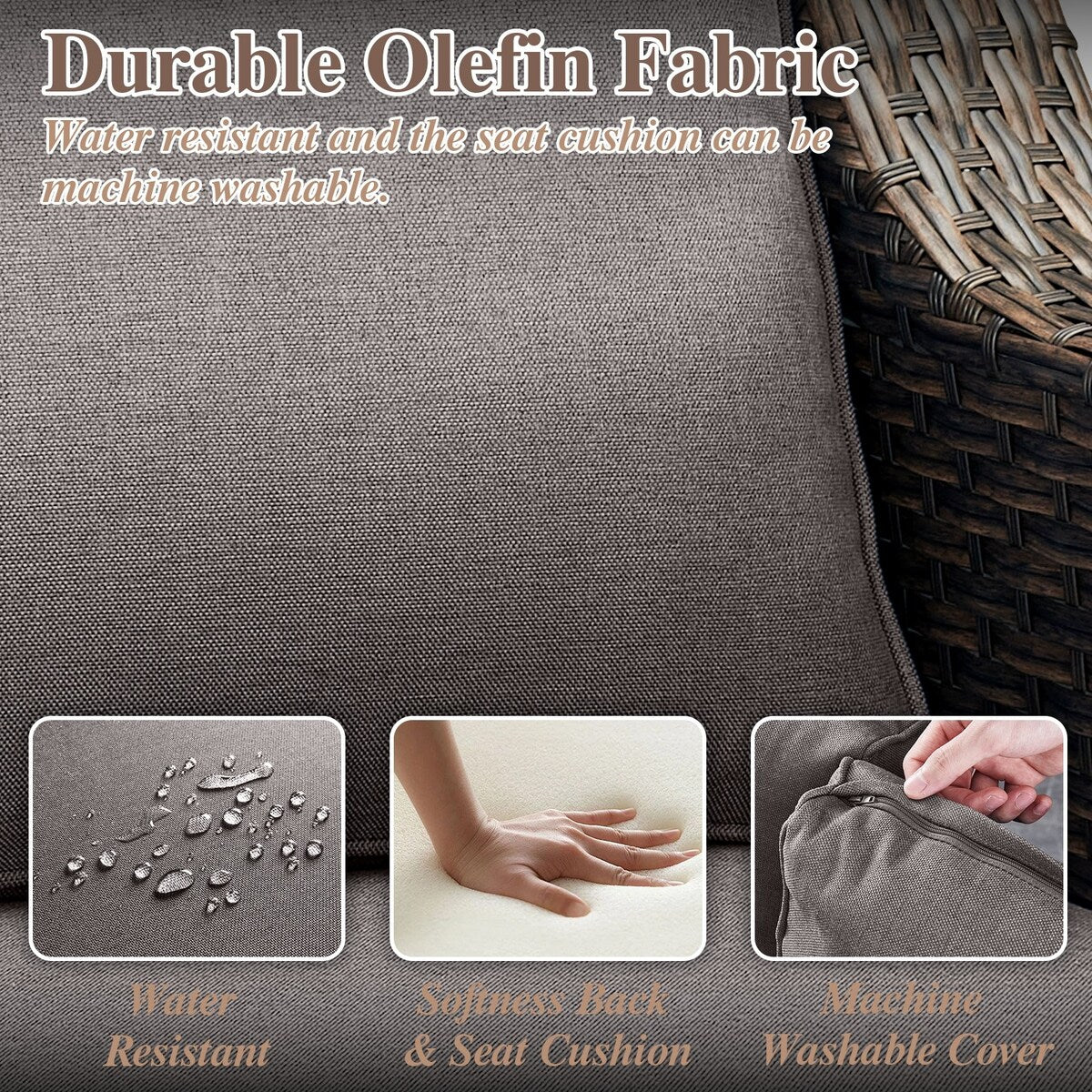 Fauteuil de patio coulissant 5 pièces avec canapé et poufs - Marron