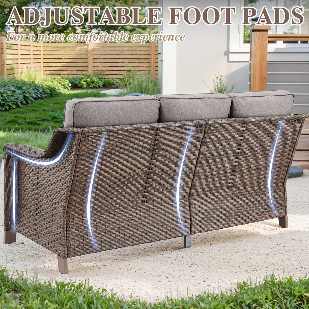 Fauteuil de patio coulissant 5 pièces avec canapé et poufs - Marron