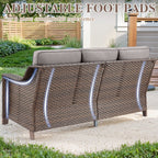 Fauteuil de patio coulissant 5 pièces avec canapé et poufs - Marron