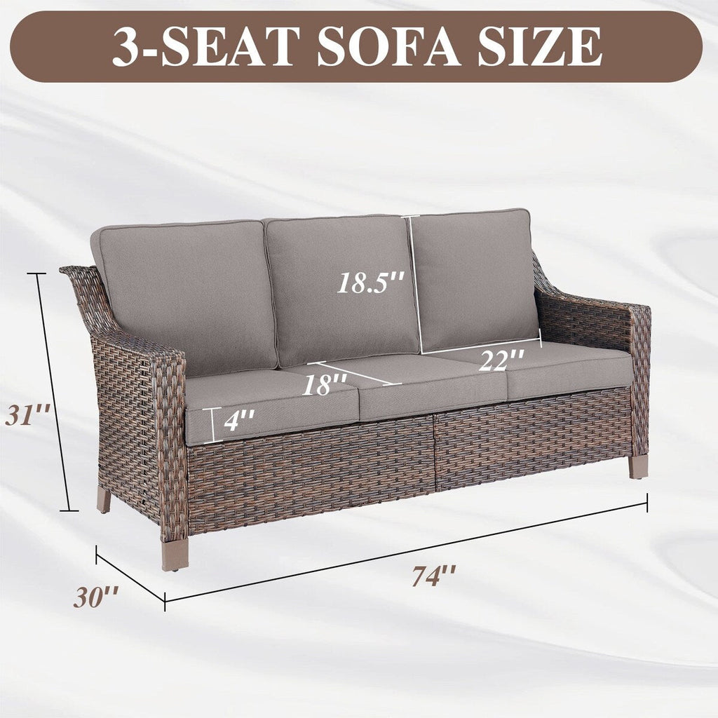 Fauteuil de patio coulissant 5 pièces avec canapé et poufs - Marron