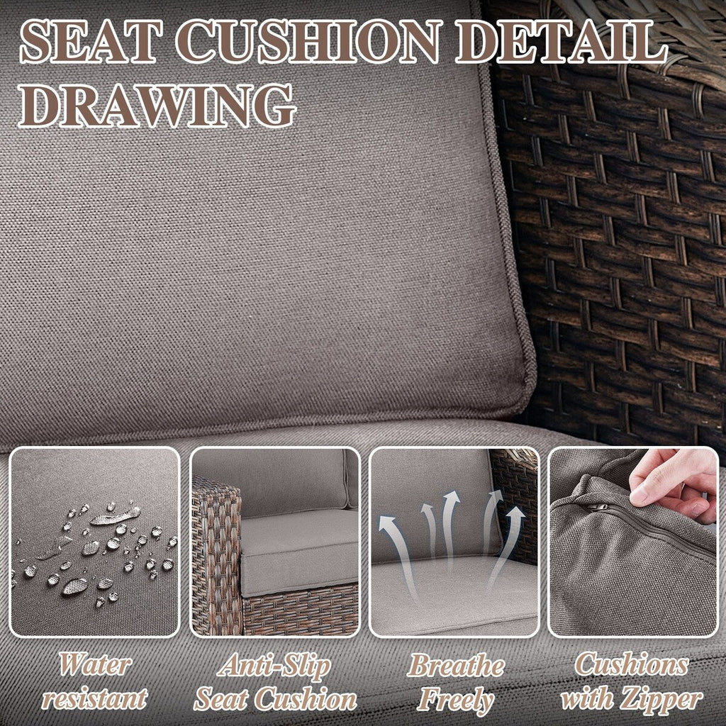 Fauteuil de patio coulissant 5 pièces avec canapé et poufs - Marron