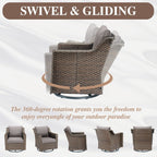 Fauteuil de patio coulissant 5 pièces avec canapé et poufs - Marron