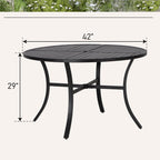 Ensemble de patio 5 pièces avec table ronde en métal de 42 pouces avec trou pour parasol et chaises en osier avec coussin