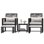 Ensemble bistro 5 pièces en osier avec coussins pour patio - 23,2 L x 28 l x 30,7 H