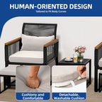 Ensemble bistro 5 pièces en osier avec coussins pour patio - 23,2 L x 28 l x 30,7 H