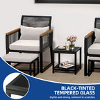 Ensemble bistro 5 pièces en osier avec coussins pour patio - 23,2 L x 28 l x 30,7 H