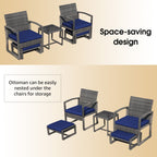 Ensemble de salon de jardin en osier 5 pièces avec fauteuils, poufs et table d'appoint