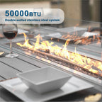 Canapé de conversation en osier pour patio 5 pièces avec table de foyer et coffre de rangement