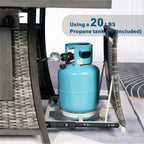 Canapé de conversation en osier pour patio 5 pièces avec table de foyer et coffre de rangement