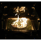 Canapé de conversation en osier pour patio 5 pièces avec table de foyer et coffre de rangement