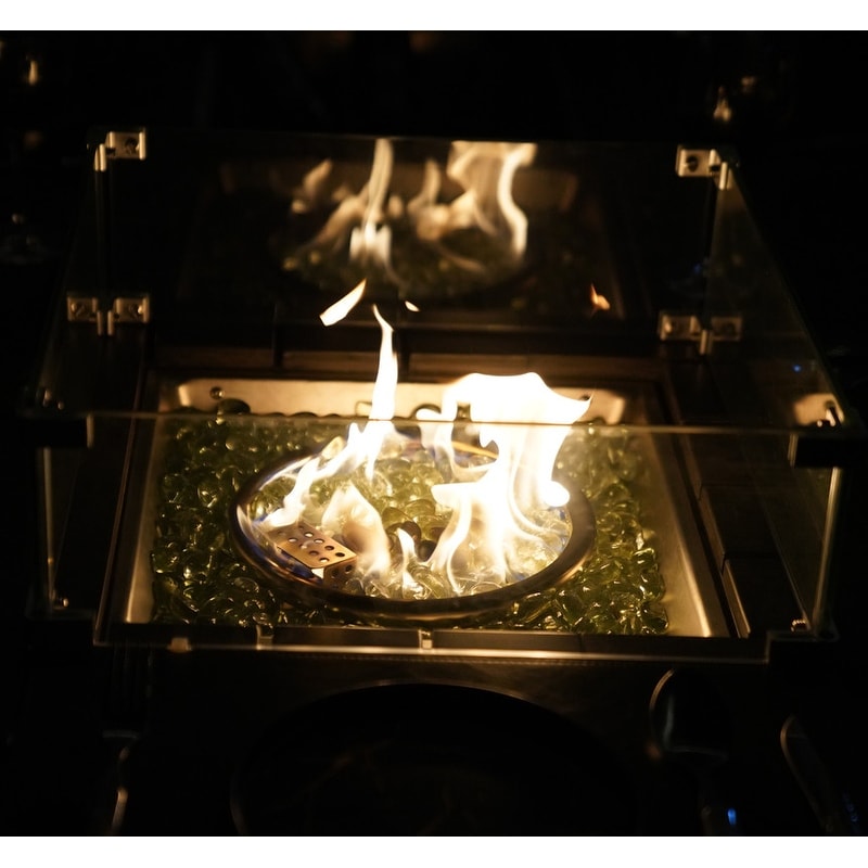 Canapé de conversation en osier pour patio 5 pièces avec table de foyer et coffre de rangement