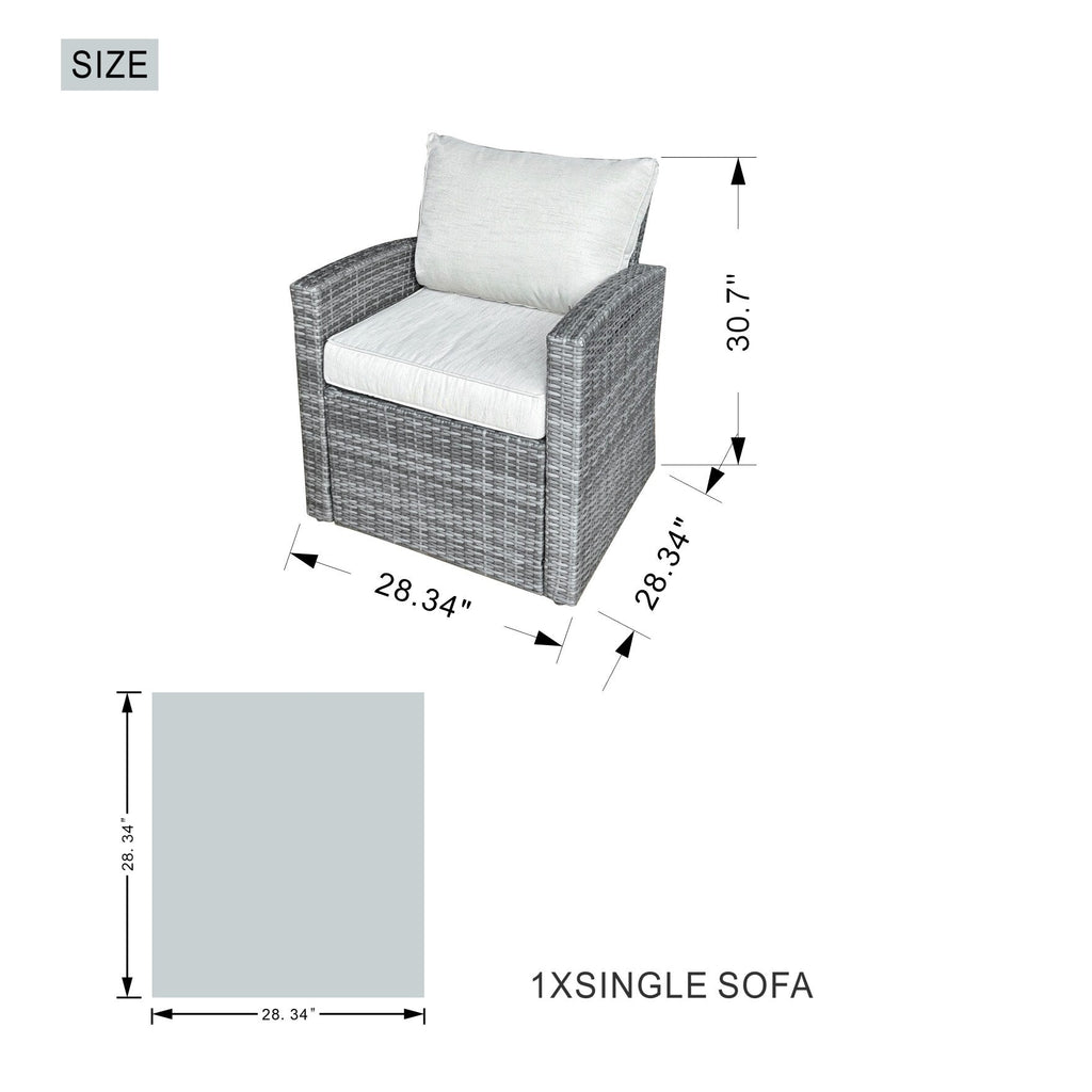 Canapé de conversation en osier pour patio 5 pièces avec table de foyer et coffre de rangement