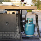 Canapé de conversation en osier pour patio 5 pièces avec table de foyer et coffre de rangement