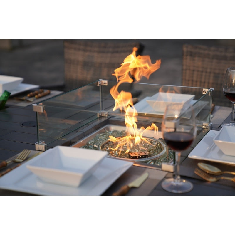 Canapé de conversation en osier pour patio 5 pièces avec table de foyer et coffre de rangement