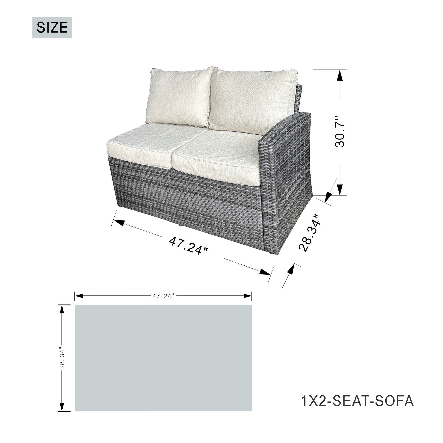 Canapé de conversation en osier pour patio 5 pièces avec table de foyer et coffre de rangement