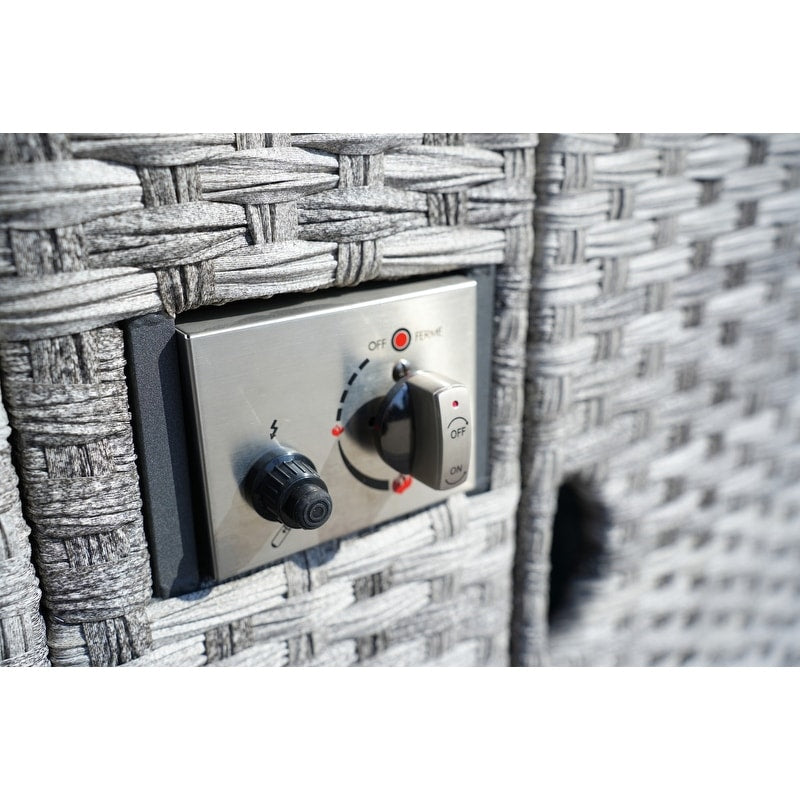 Ensemble de canapés de patio en osier 5 pièces avec table de foyer et housse de pluie