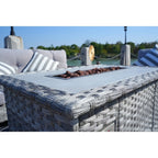 Ensemble de canapés de patio en osier 5 pièces avec table de foyer et housse de pluie