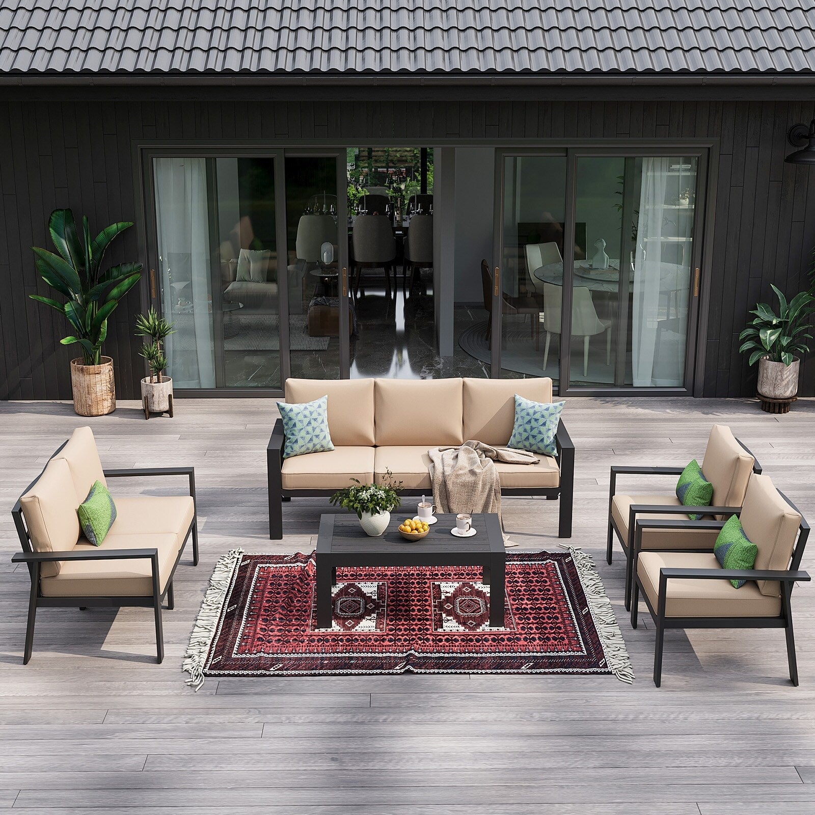 Ensemble de conversation sectionnel 5 pièces avec table basse