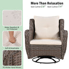 Ensemble de 5 chaises à bascule d'extérieur en osier avec table de bar et niche pour animaux