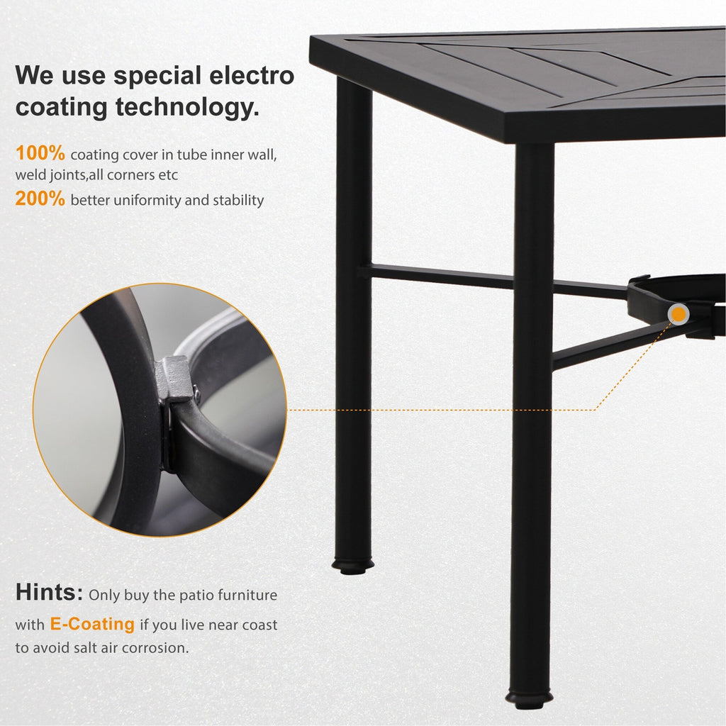 Ensemble de salle à manger d'extérieur 5 pièces, 4 chaises pivotantes rembourrées en mousse à séchage rapide et une table ronde en métal grain de bois de 44 pouces