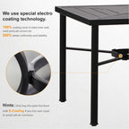 Ensemble de salle à manger d'extérieur 5 pièces, 4 chaises pivotantes rembourrées en mousse à séchage rapide et une table ronde en métal grain de bois de 44 pouces