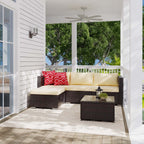 Ensemble de salon d'extérieur 5 pièces, ensemble de conversation pour patio, ensemble de canapé sectionnel en rotin avec table basse