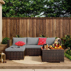 Ensemble de salon d'extérieur 5 pièces, ensemble de conversation pour patio, ensemble de canapé sectionnel en rotin avec table basse