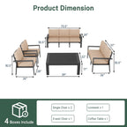 Ensemble de meubles de jardin 5 pièces en aluminium avec housse imperméable