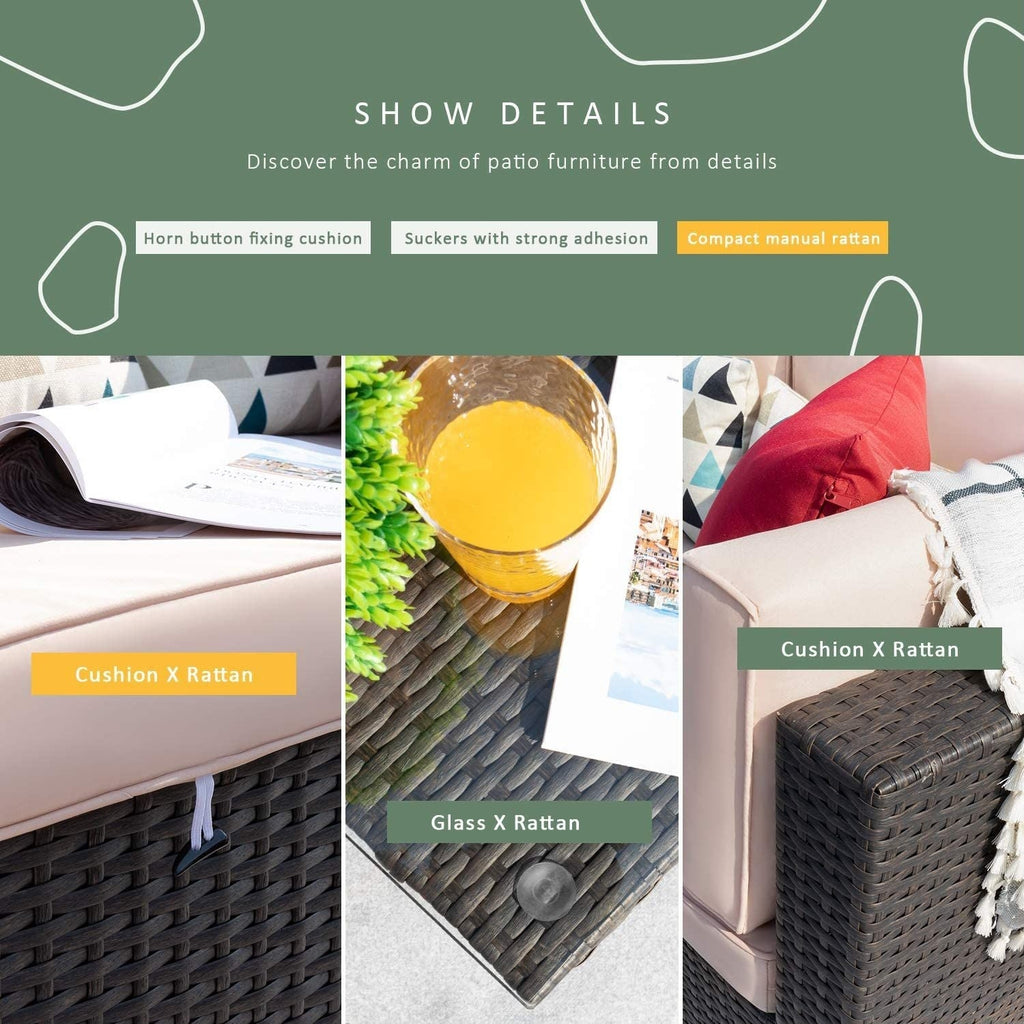 Ensemble de meubles de patio 5 pièces avec canapé sectionnel d'extérieur