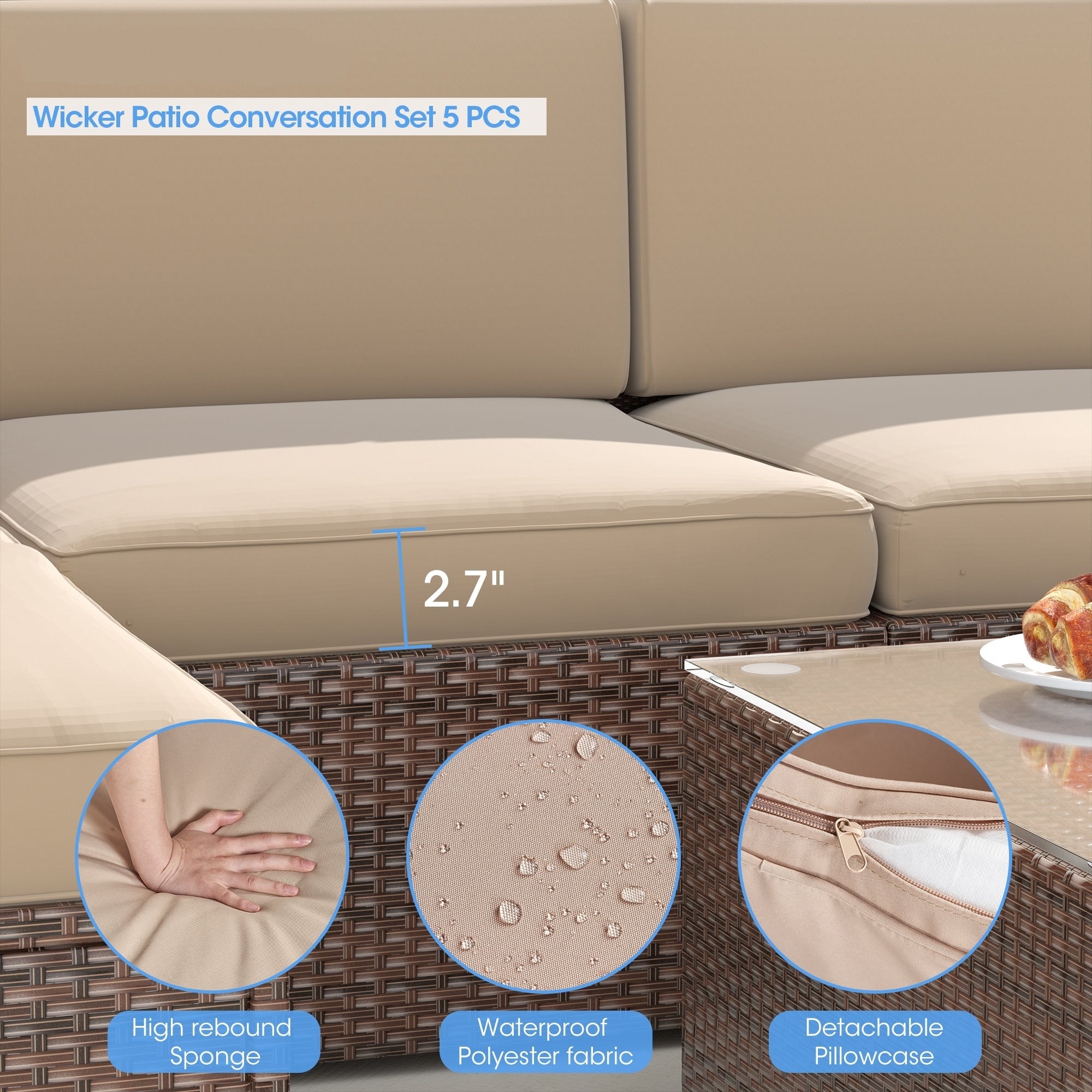 Ensemble de meubles de patio 5 pièces