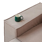 Canapé modulable en velours côtelé 5 places en forme de L avec plusieurs coussins