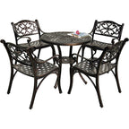 Ensemble de salle à manger de patio en aluminium moulé de 5 pièces avec trou pour parasol