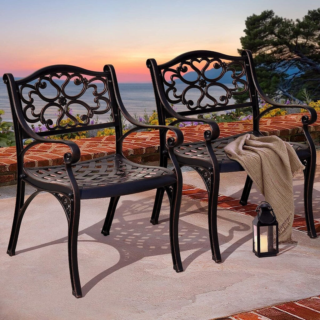 Ensemble de salle à manger de patio en aluminium moulé de 5 pièces avec trou pour parasol