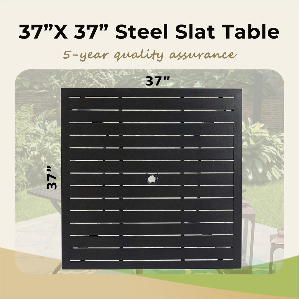 Ensemble de salle à manger d'extérieur 5 pièces avec revêtement électrolytique et chaises empilables