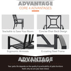 Ensemble de salle à manger d'extérieur 5 pièces avec revêtement électrolytique et chaises empilables