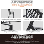 Ensemble de salle à manger d'extérieur 5 pièces avec revêtement électrolytique et chaises empilables