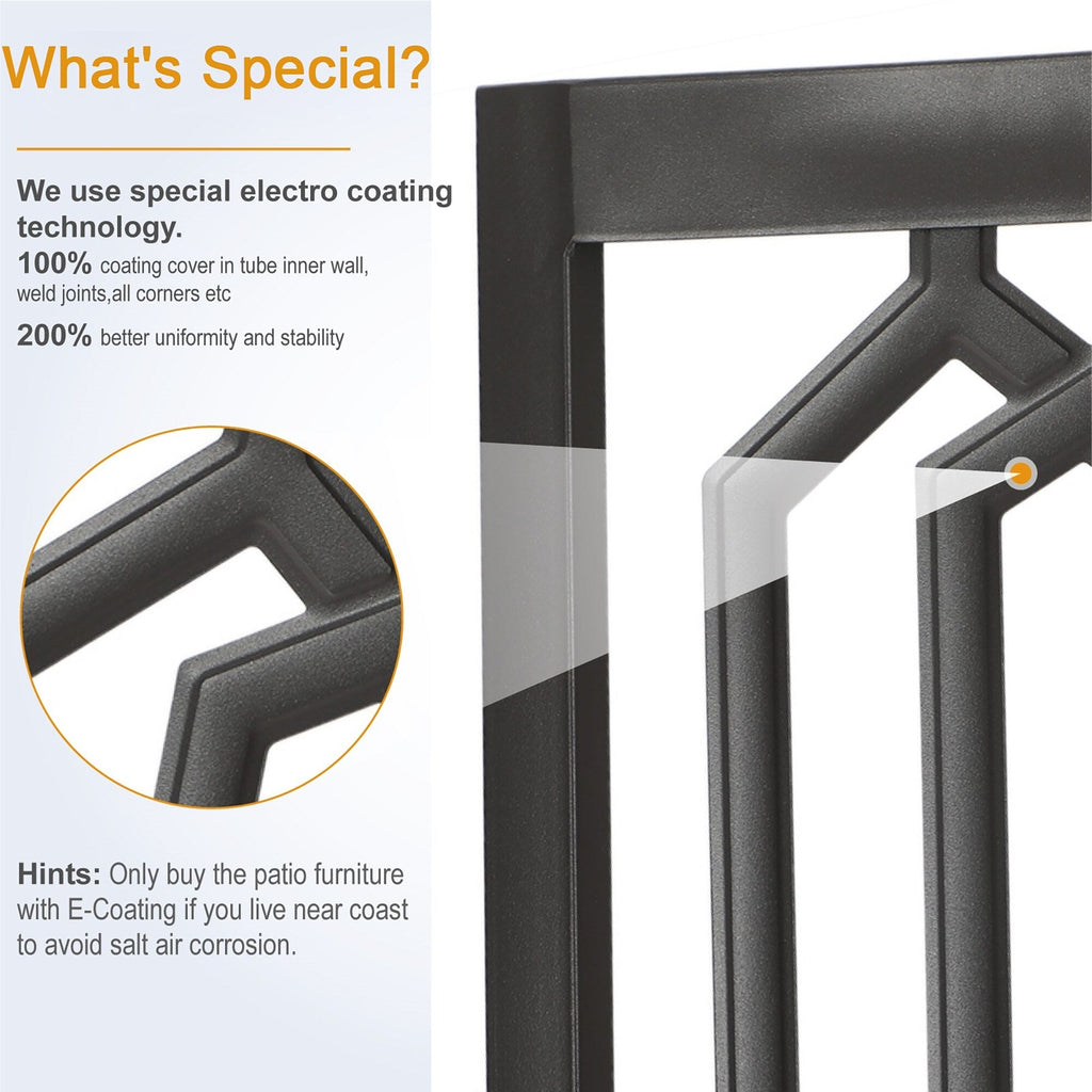 Ensemble de salle à manger d'extérieur 5 pièces avec revêtement électrolytique et chaises empilables