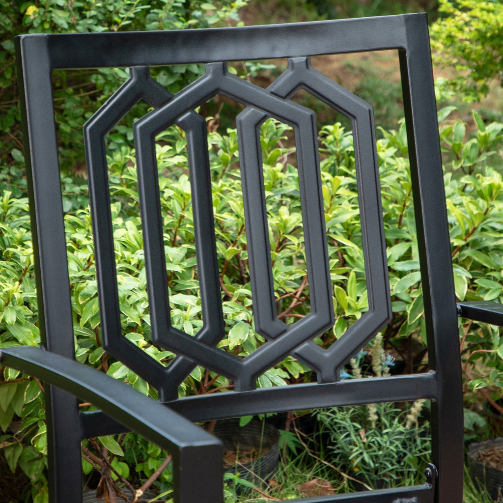 Ensemble de salle à manger d'extérieur 5 pièces avec revêtement électrolytique et chaises empilables