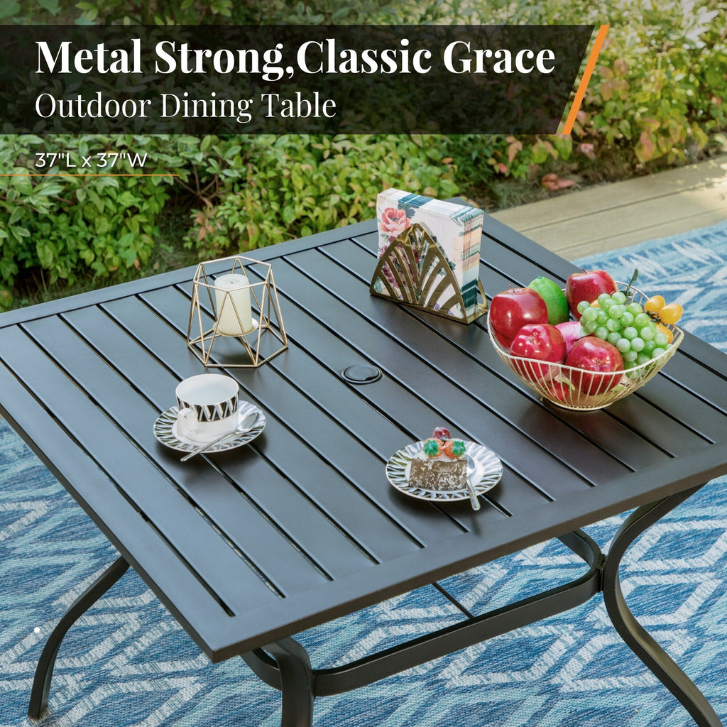 Ensemble de salle à manger d'extérieur 5 pièces avec revêtement électrolytique et chaises empilables