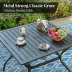 Ensemble de salle à manger d'extérieur 5 pièces avec revêtement électrolytique et chaises empilables