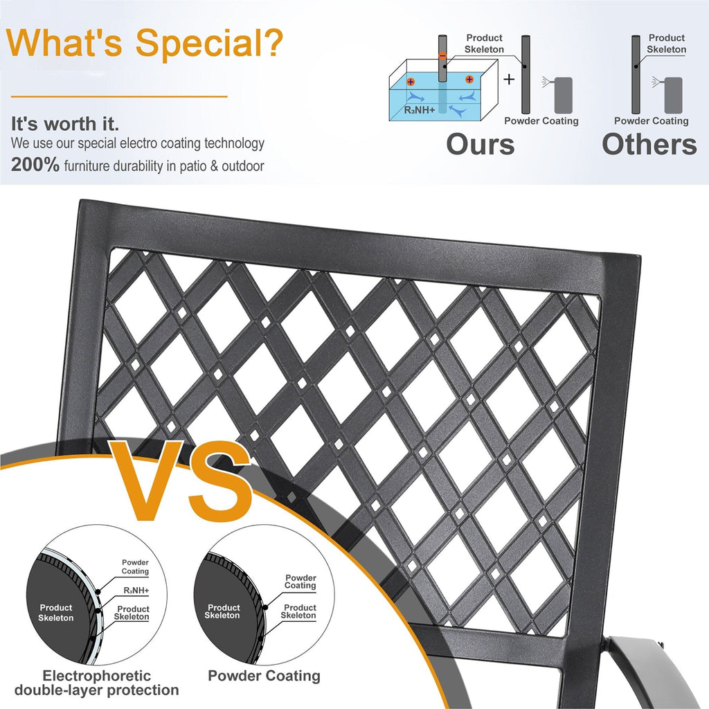Ensemble de salle à manger d'extérieur 5 pièces avec revêtement électrolytique et chaises empilables