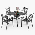 Ensemble de salle à manger d'extérieur 5 pièces avec revêtement électrolytique et chaises empilables