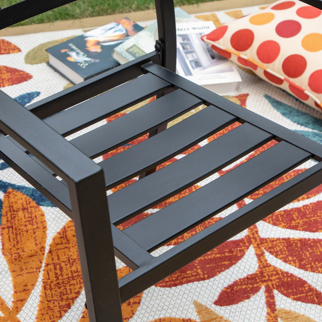 Ensemble de salle à manger d'extérieur 5 pièces avec revêtement électrolytique et chaises empilables