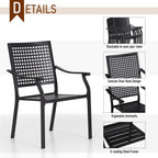 Ensemble de salle à manger d'extérieur 5 pièces avec revêtement électrolytique et chaises empilables